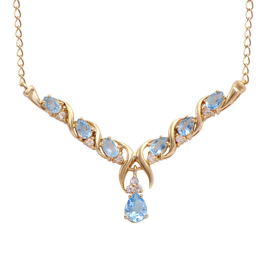 Plated 18KT Yellow Gold 4.00ctw Blue and White Topaz Pendant with Chain