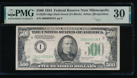 1934 $500 Minneapolis FRN PMG 30