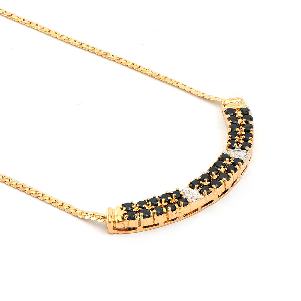 Plated 18KT Yellow Gold 2.25ctw Black Sapphire and Diamond Pendant with Chain