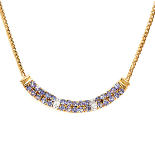 Plated 18KT Yellow Gold 1.65ctw Tanzanite and Diamond Pendant with Chain