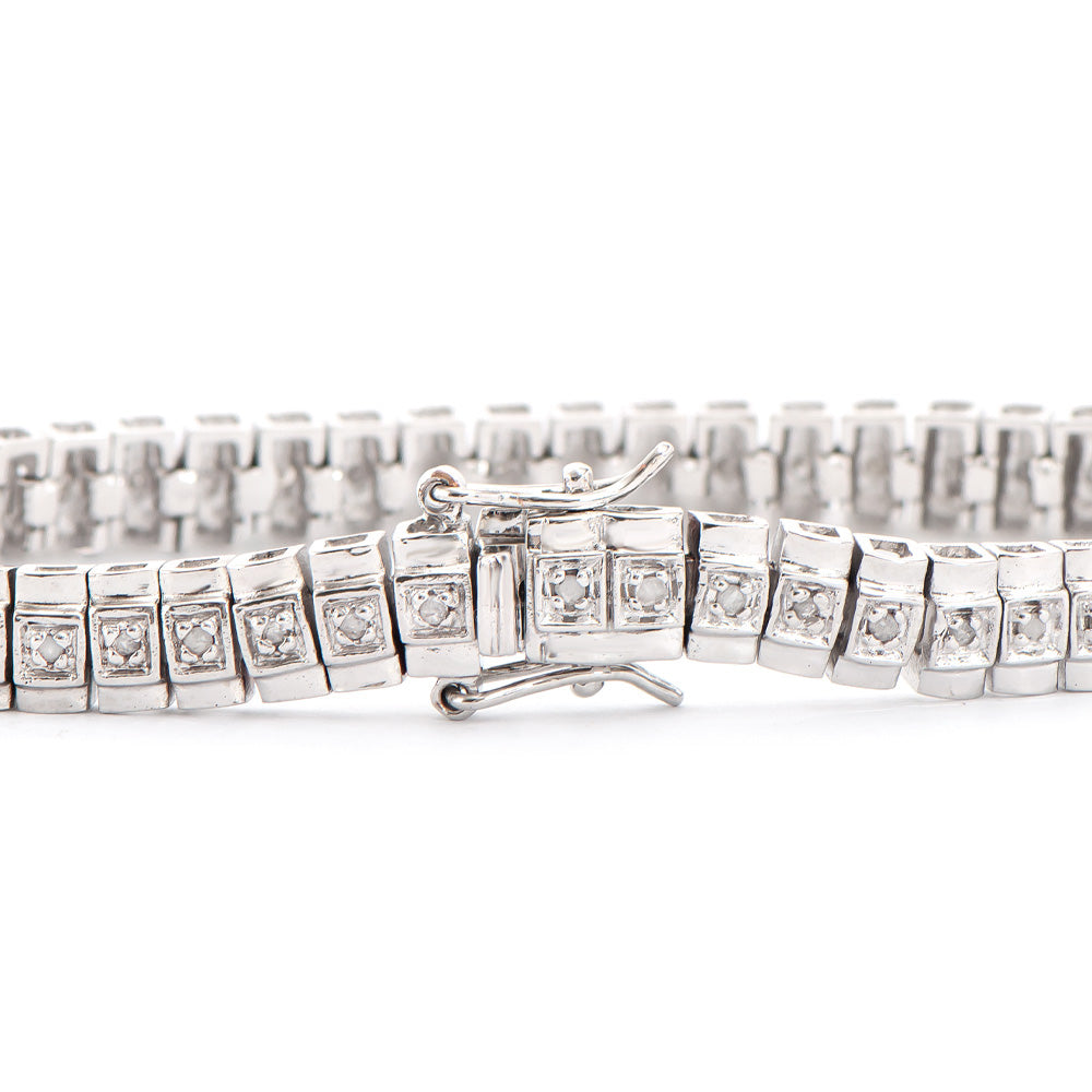 Plated Rhodium 0.58ctw Diamond Bracelet
