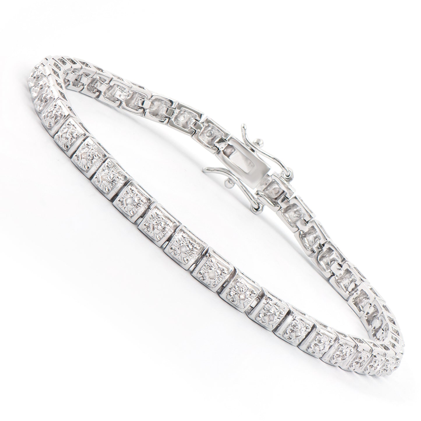 Plated Rhodium 0.32ctw Diamond Bracelet