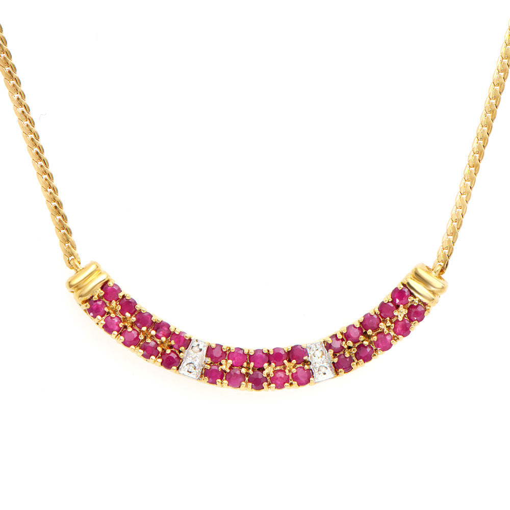 Plated 18KT Yellow Gold 2.25ctw Ruby and Diamond Pendant with Chain