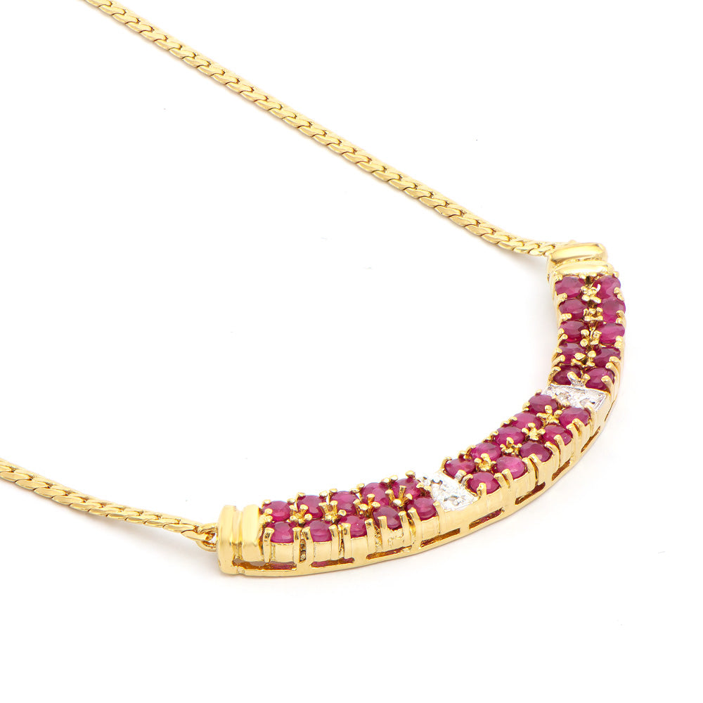 Plated 18KT Yellow Gold 2.25ctw Ruby and Diamond Pendant with Chain