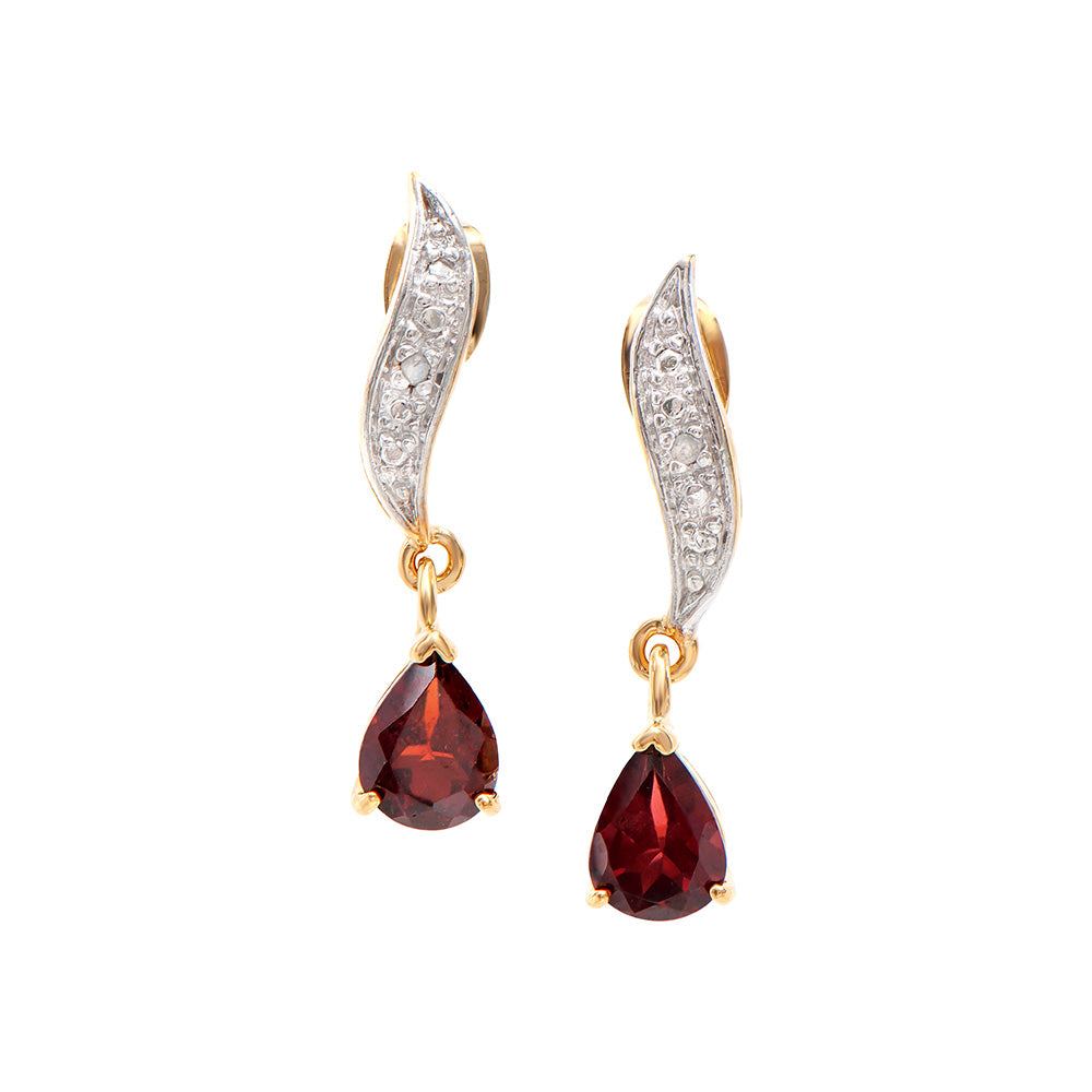 Plated 18KT Yellow Gold 1.65ctw Garnet and Diamond Earrings