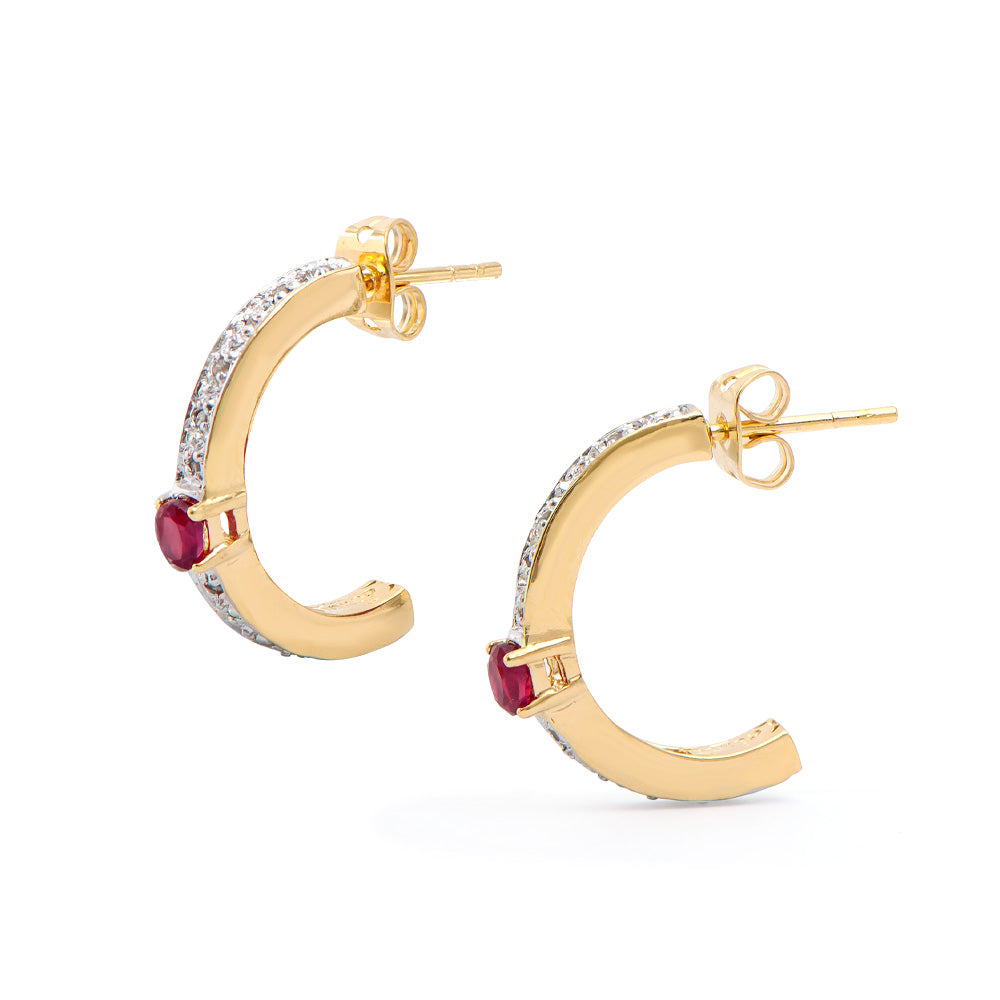 Plated 18KT Yellow Gold 0.50ctw Ruby and Diamond Earrings