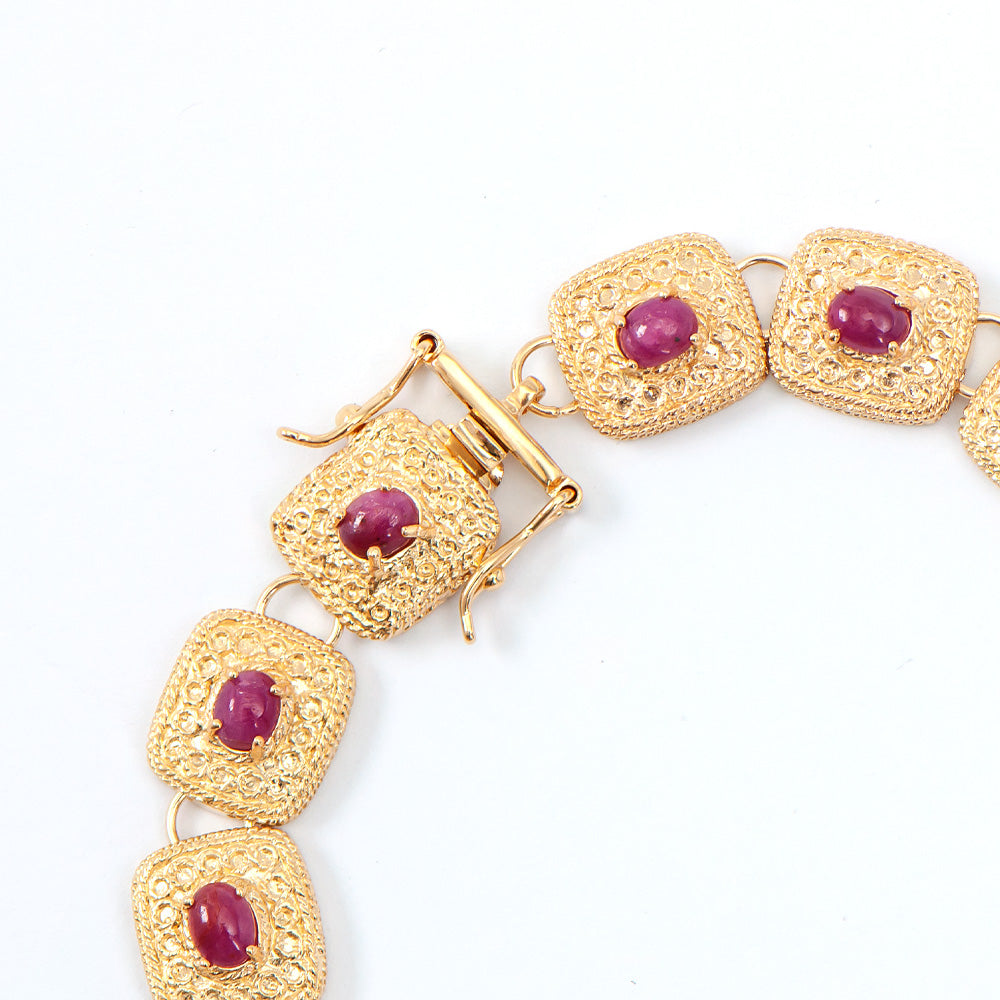 Plated 18KT Yellow Gold 8.00ctw Ruby Bracelet