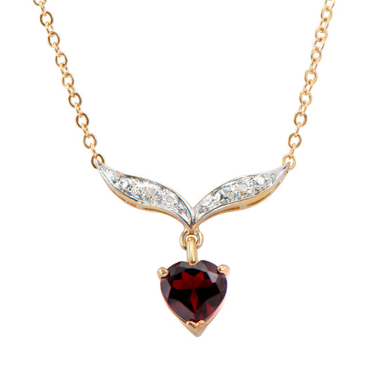 Plated 18KT Yellow Gold 1.30ct Garnet and Diamond Pendant with Chain