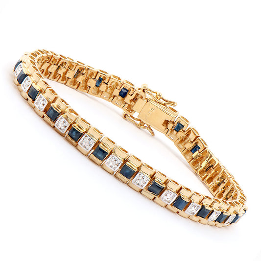 Plated 18KT Yellow Gold 5.00ctw Black Sapphire and Diamond Bracelet