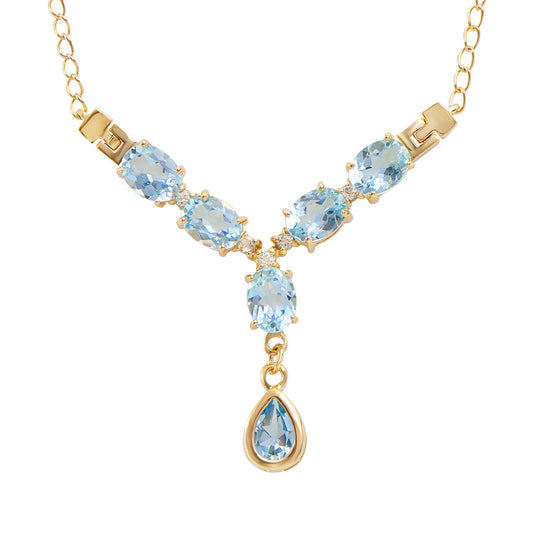 Plated 18KT Yellow Gold 8.00ctw Blue and White Topaz Pendant with Chain
