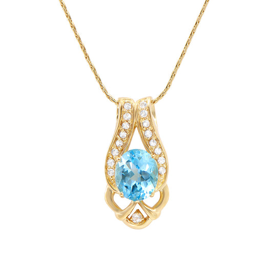 Plated 18KT Yellow Gold 6.00ctw Blue and White Topaz Pendant with Chain