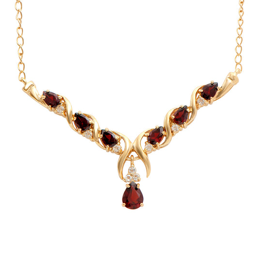 Plated 18KT Yellow Gold 3.50ctw Garnet and White Topaz Pendant with Chain