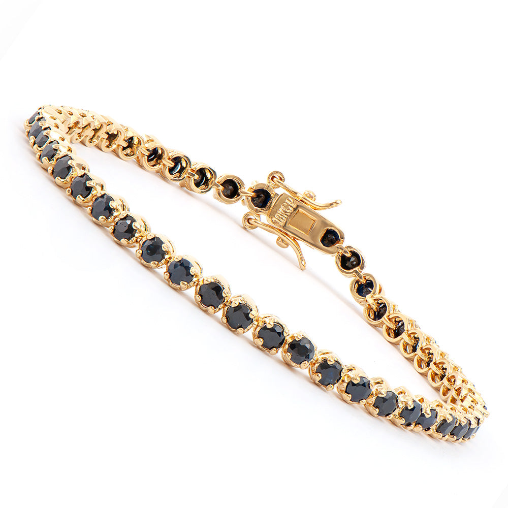 Plated 18KT Yellow Gold 6.45ctw Black Sapphire and Diamond Bracelet