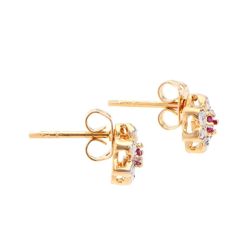 Plated 18KT Yellow Gold 0.20ctw Ruby and Diamond Earrings
