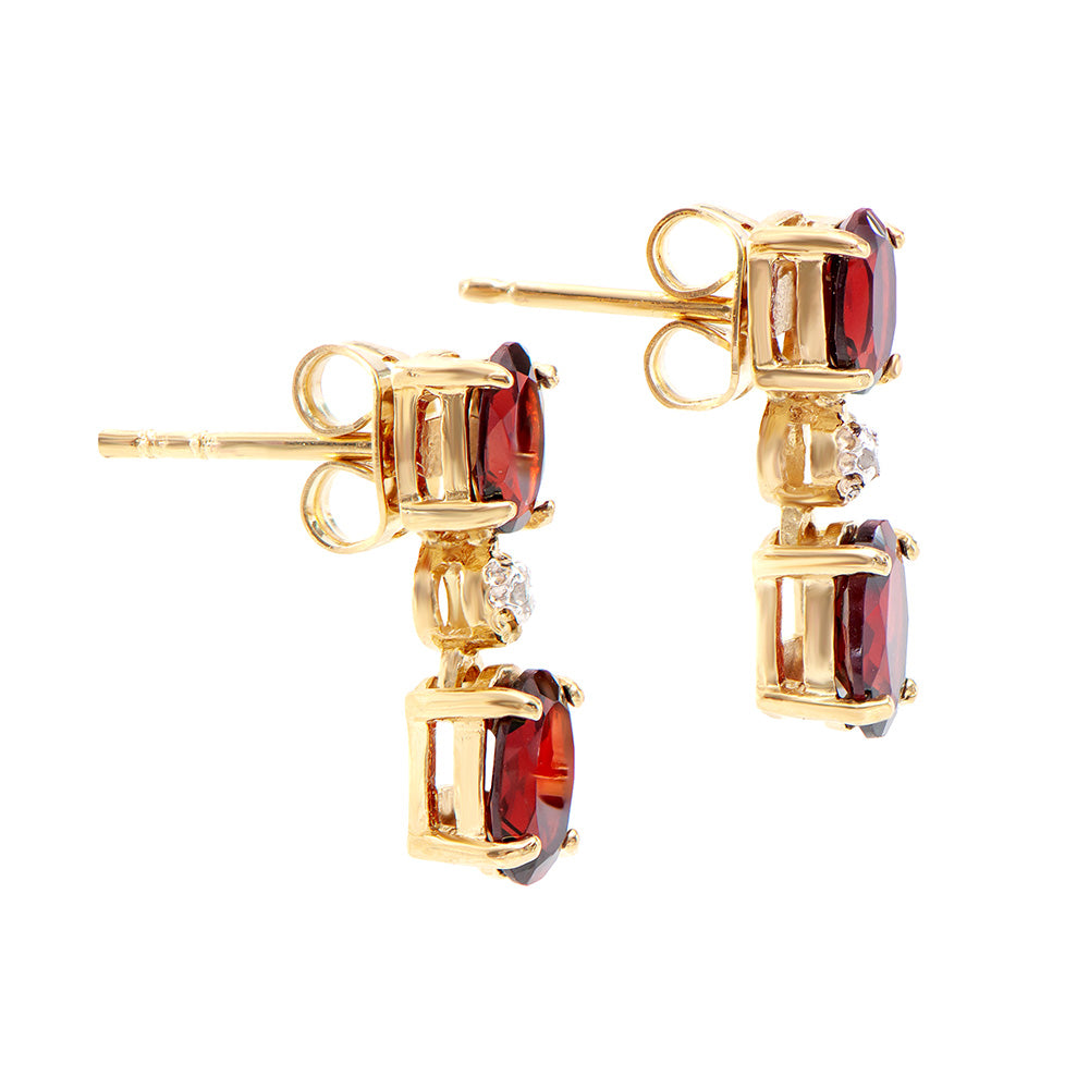 Plated 18KT Yellow Gold 2.50ctw Garnet and Diamond Earrings