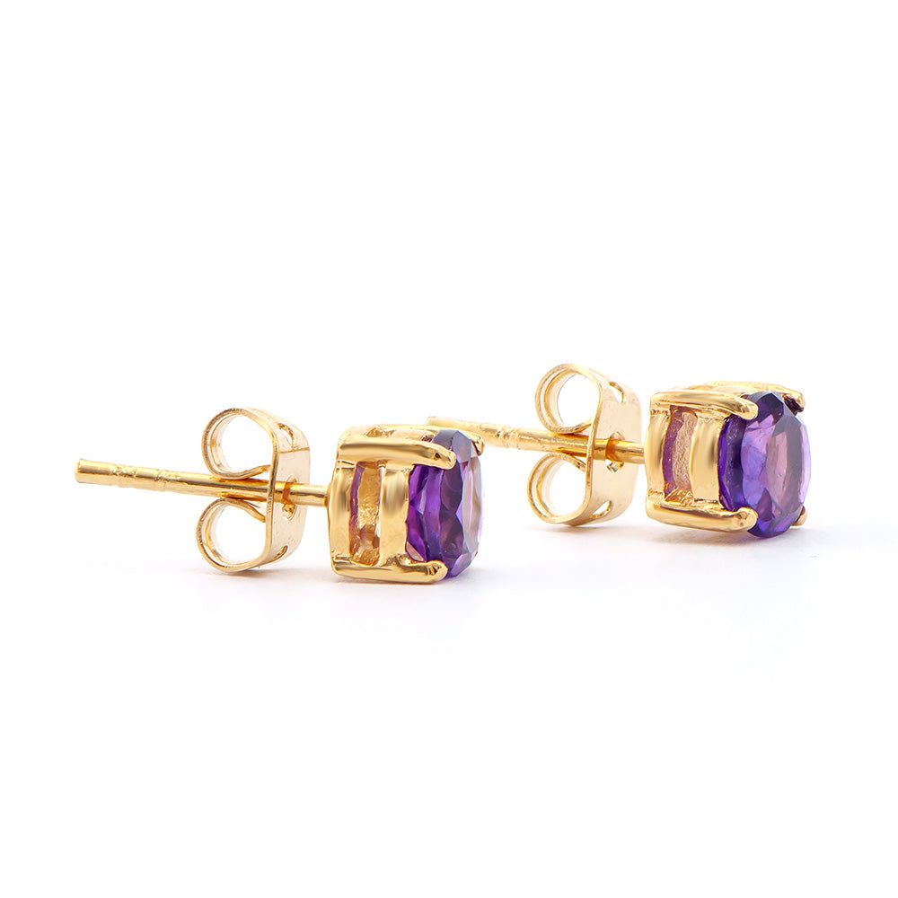 Plated 18KT Yellow Gold 1.40ctw Amethyst Earrings