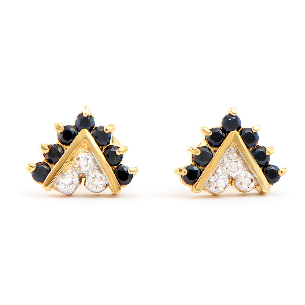 Plated 18KT Yellow Gold 0.65ctw Black Sapphire and Diamond Earrings