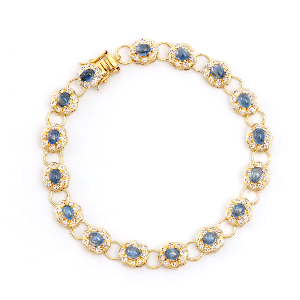 Plated 18KT Yellow Gold 6.25ctw Blue Sapphire and Diamond Bracelet