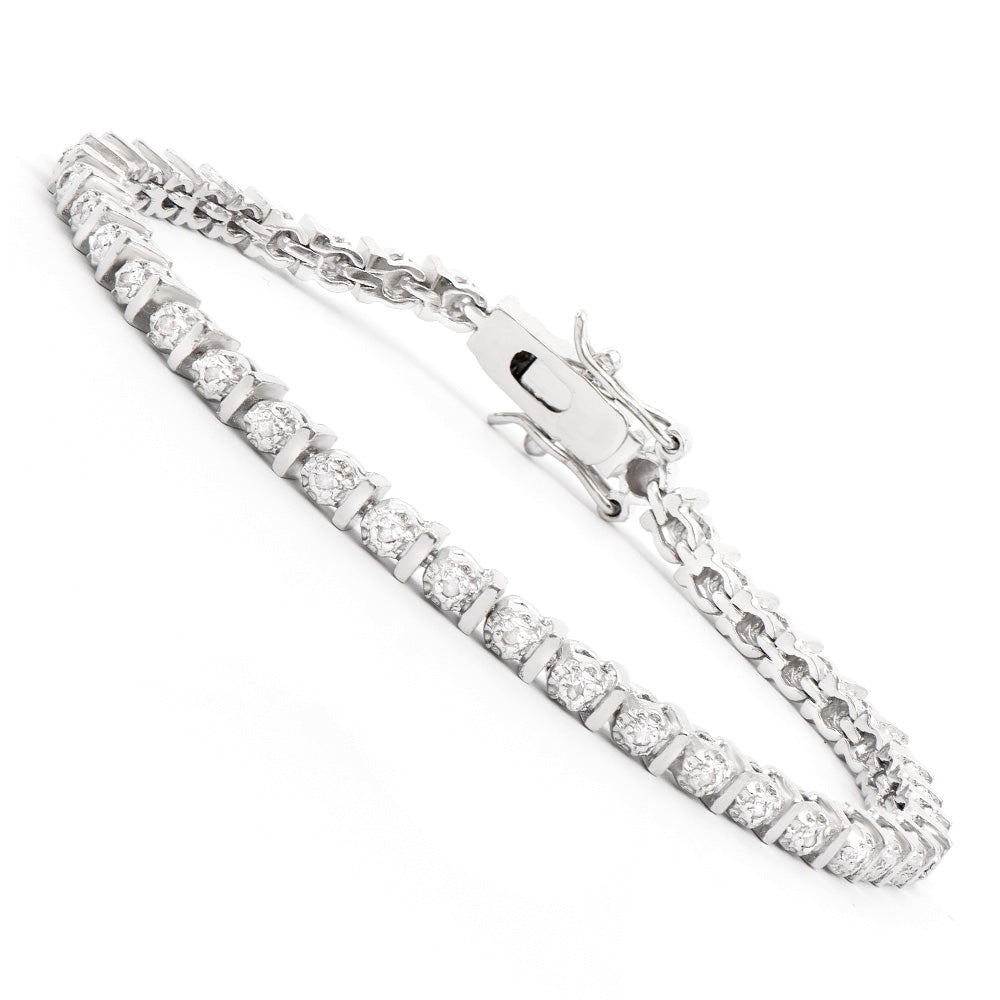 Plated Rhodium Diamond Bracelet
