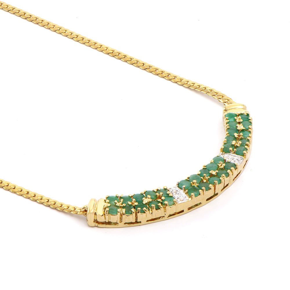 Plated 18KT Yellow Gold 2.01ctw Emerald and Diamond Pendant with Chain