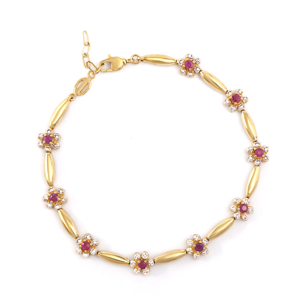Plated 18KT Yellow Gold 1.25ctw Ruby and Diamond Bracelet