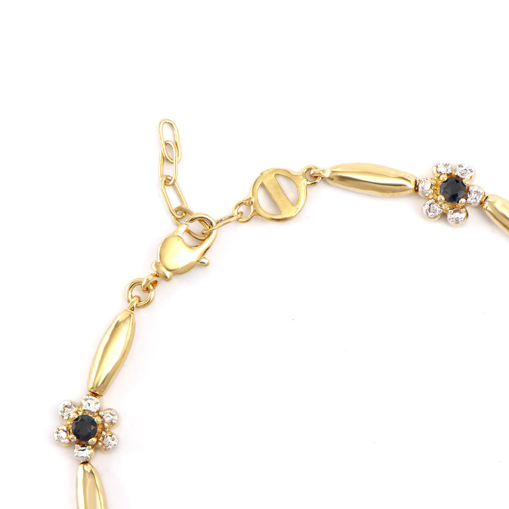Plated 18KT Yellow Gold 1.25ctw Black Sapphire and Diamond Bracelet