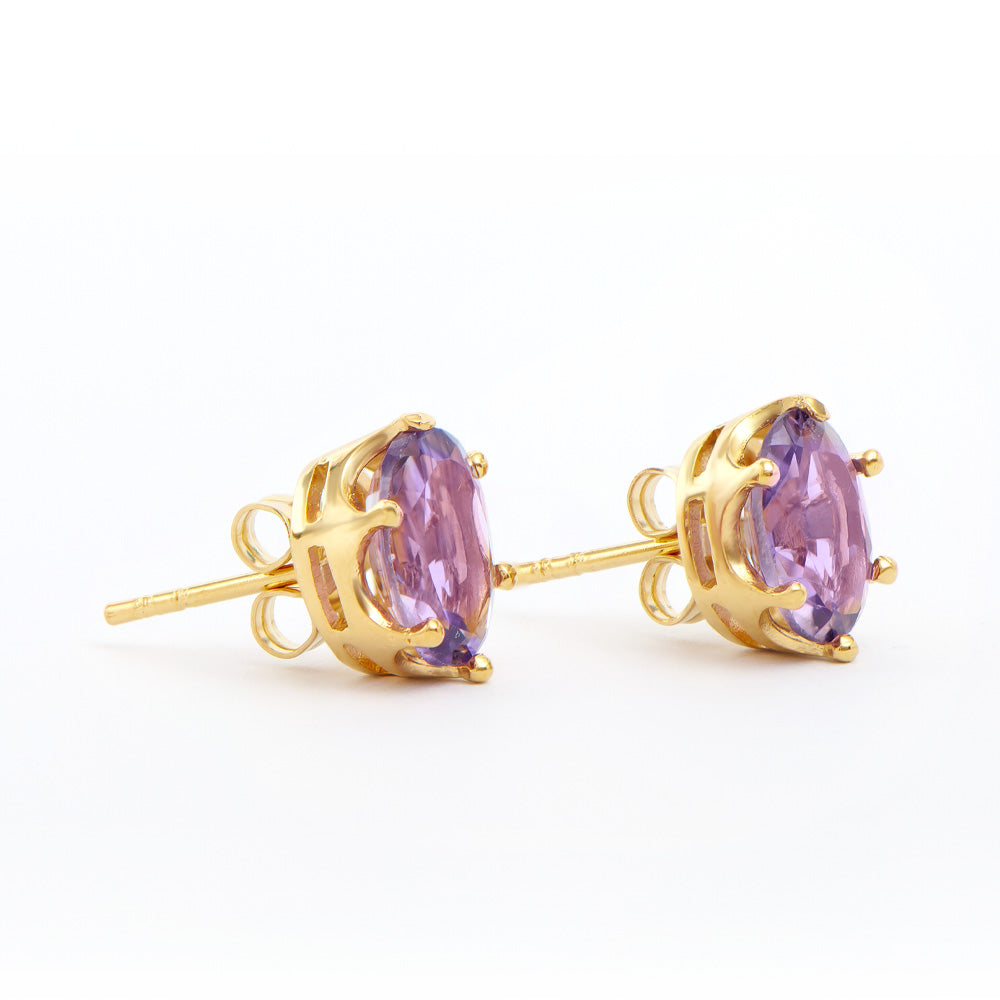 Plated 18KT Yellow Gold 4.25ctw Amethyst Earrings