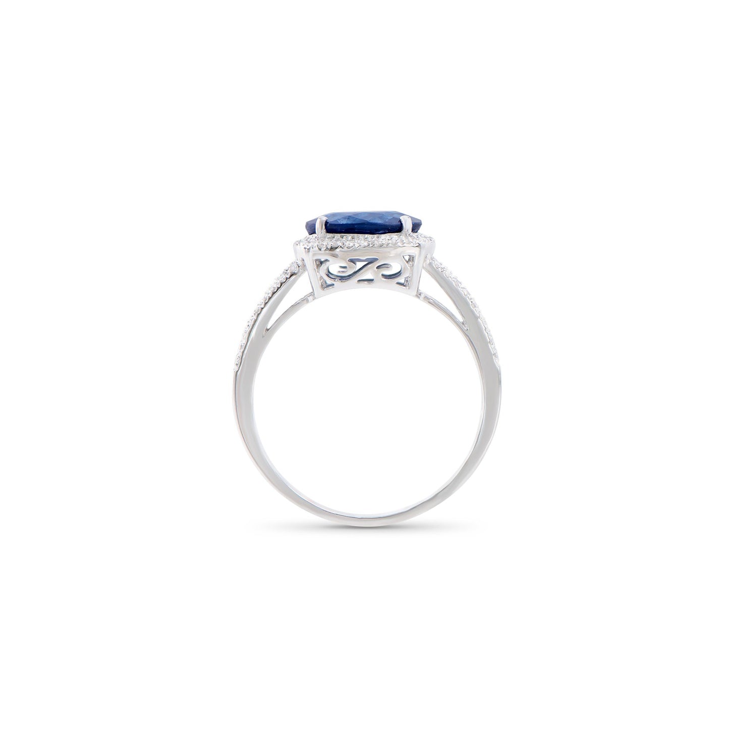 14KT White Gold 2.05ct Blue Sapphire and Diamond Ring