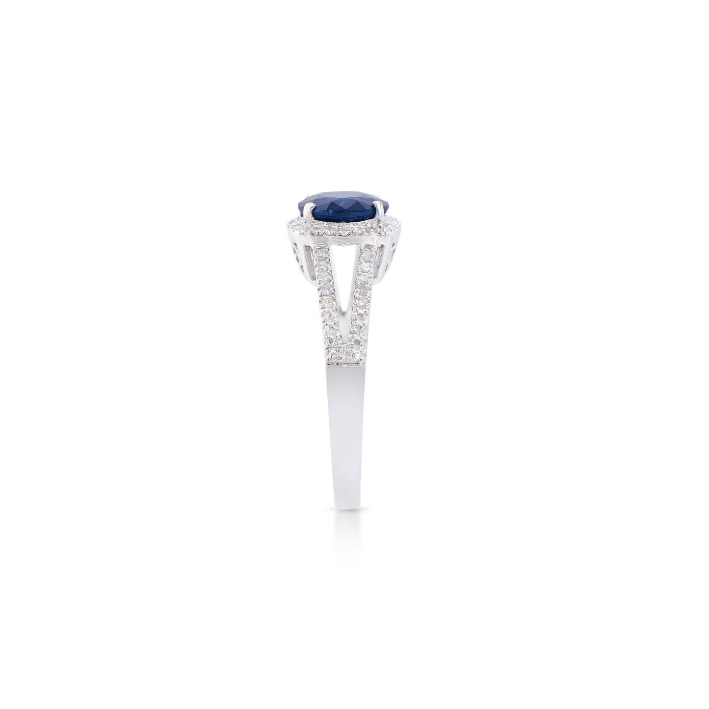 14KT White Gold 2.05ct Blue Sapphire and Diamond Ring
