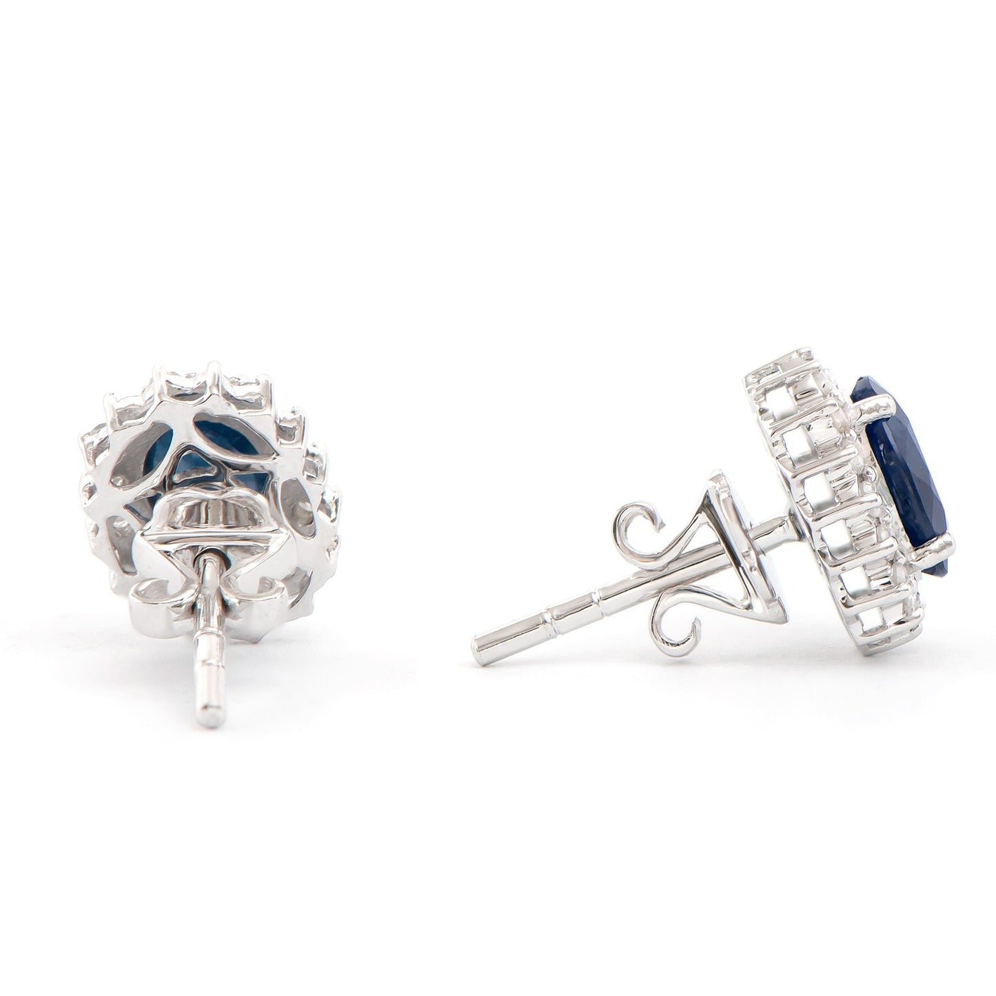 14KT White Gold 2.05ctw Blue Sapphire and Diamond Earrings