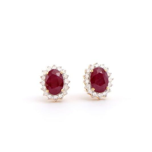 14KT Yellow Gold 2.05ctw Ruby and Diamond Earrings