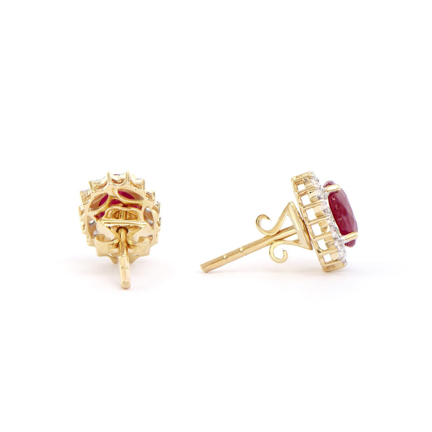 14KT Yellow Gold 2.05ctw Ruby and Diamond Earrings