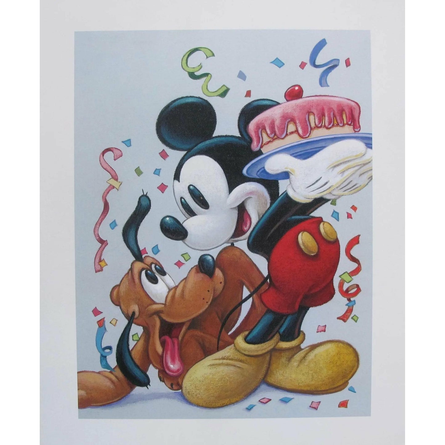 Mickey and Pluto Birthday Cake Lithograph