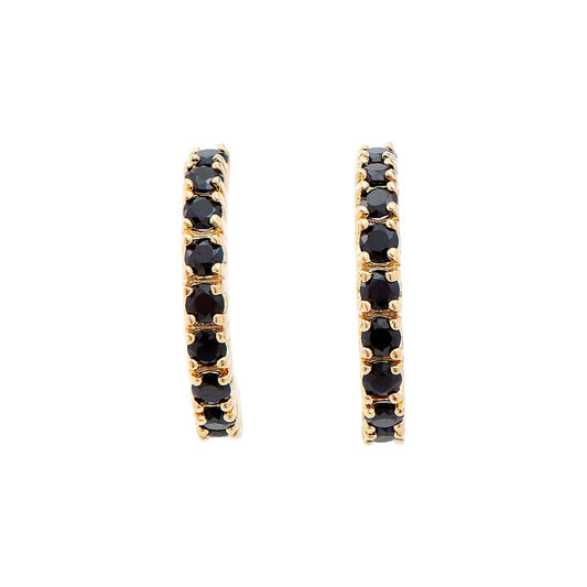 Plated 18KT Yellow Gold Black Sapphire Earrings