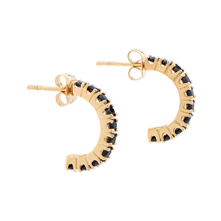 Plated 18KT Yellow Gold Black Sapphire Earrings