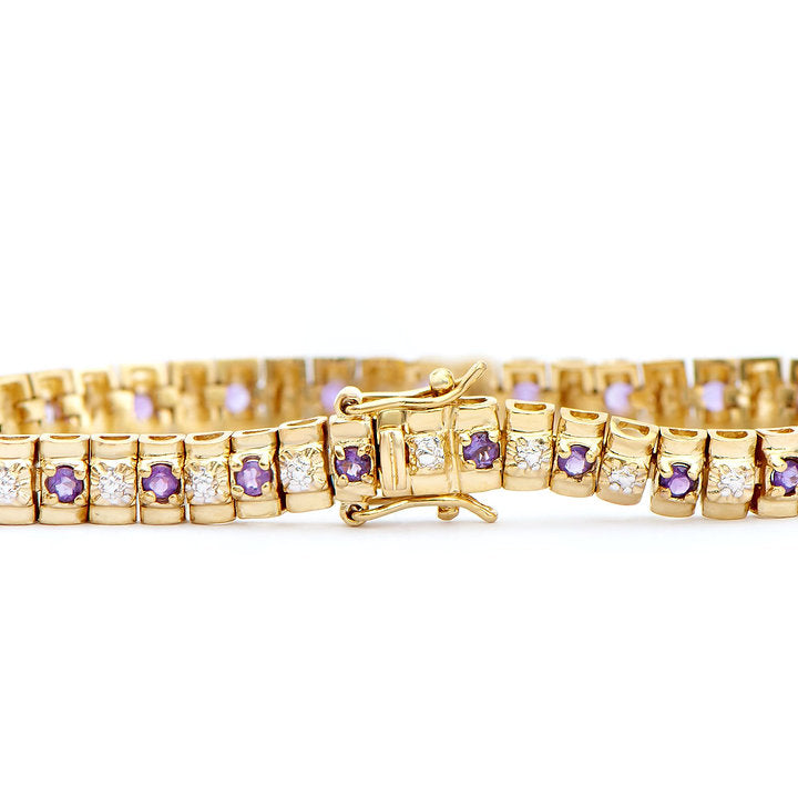 Plated 18KT Yellow Gold 2.05ctw Amethyst and Diamond Bracelet