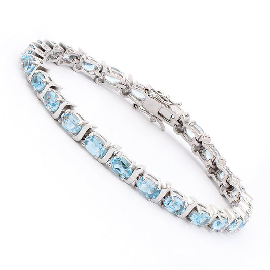 Plated Rhodium 13.50ctw Blue Topaz Bracelet