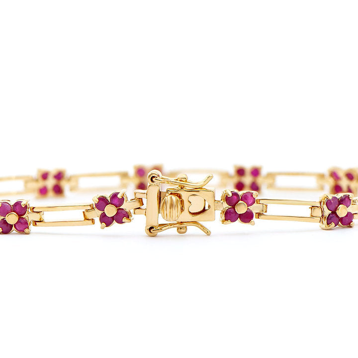Plated 18KT Yellow Gold 4.25ctw Ruby Bracelet