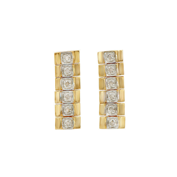 Plated 18KT Yellow Gold Diamond Earrings