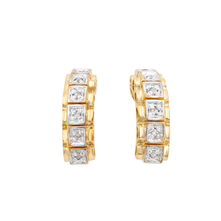 Plated 18KT Yellow Gold Diamond Earrings