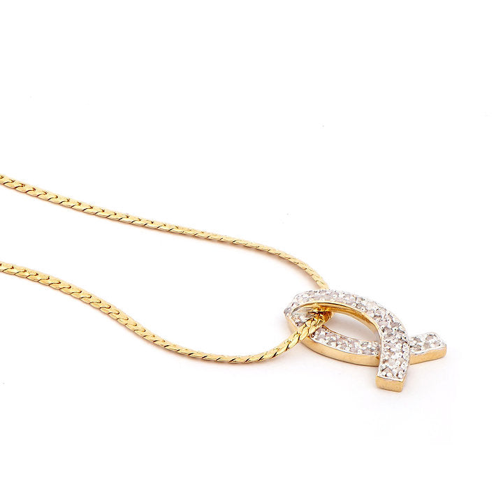 Plated 18KT Yellow Gold Diamond Pendant with Chain