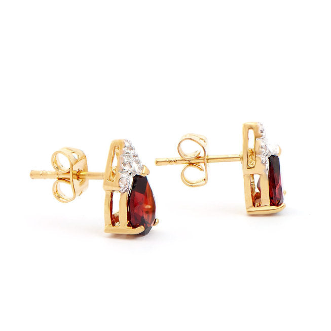 Plated 18KT Yellow Gold 2.12cts Garnet and Diamond Earrings