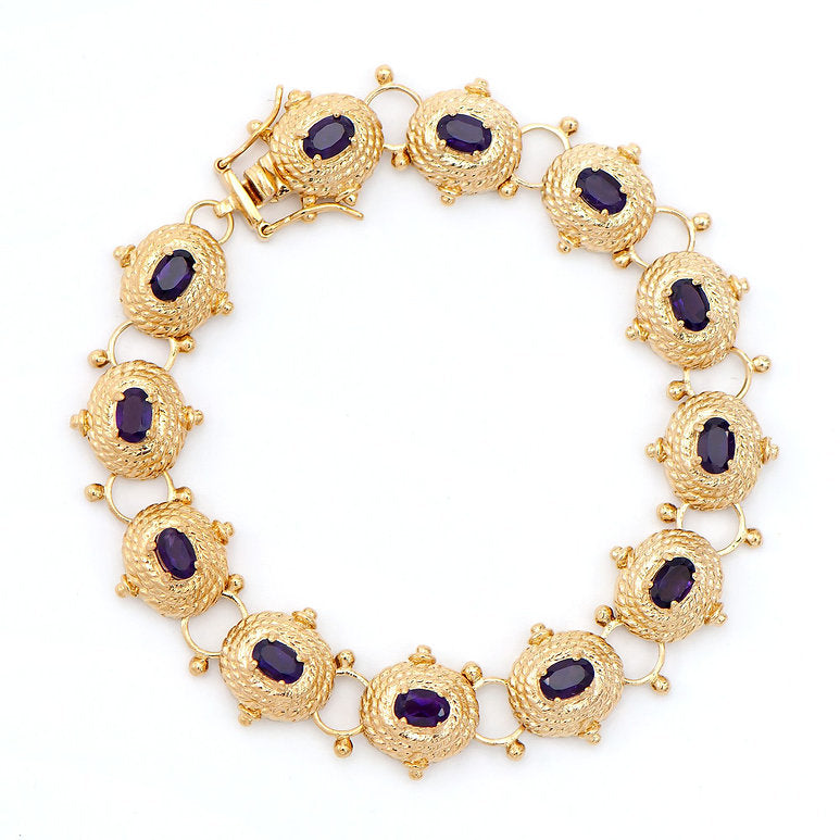 Plated 18KT Yellow Gold 5.05cts Amethyst Bracelet