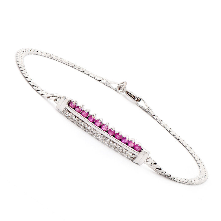 Plated Rhodium 0.6cts Ruby and Diamond Bracelet