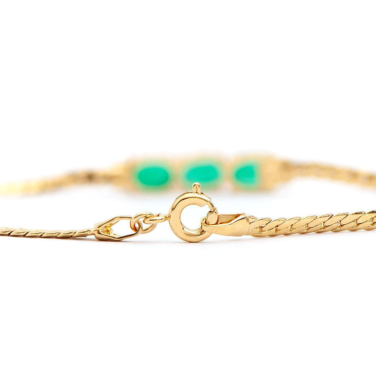 Plated 18KT Yellow Gold 2.11cts Green Agate Bracelet