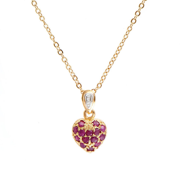 Plated 18KT Yellow Gold Ruby and Diamond Necklace