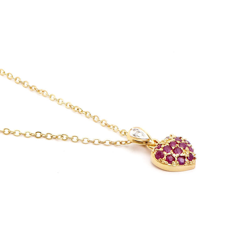 Plated 18KT Yellow Gold Ruby and Diamond Necklace