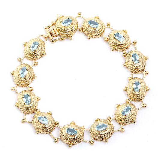 Plated 18KT Yellow Gold 6.25cts Blue Topaz Bracelet