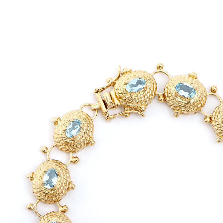 Plated 18KT Yellow Gold 6.25cts Blue Topaz Bracelet