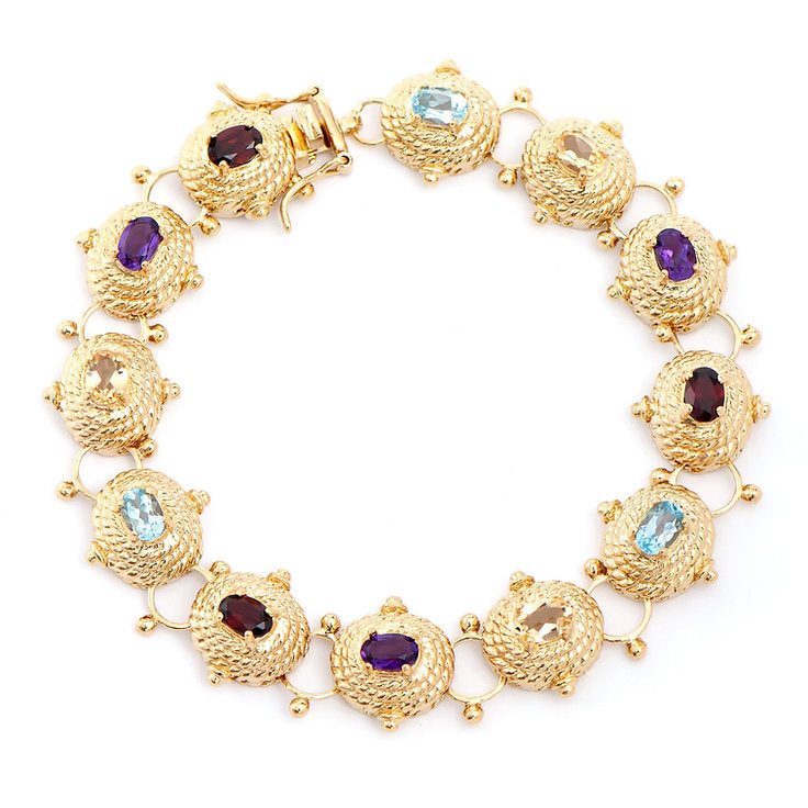 Plated 18KT Yellow Gold 5.75cts Multistone Bracelet